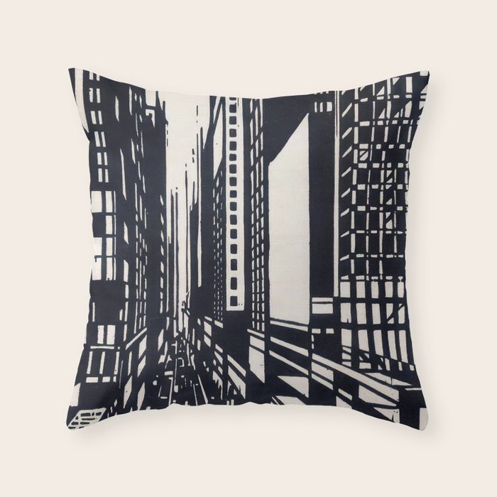 Skyscraper under construction - Max Thalmann 1925 Throw Pillow Gallery Image 1