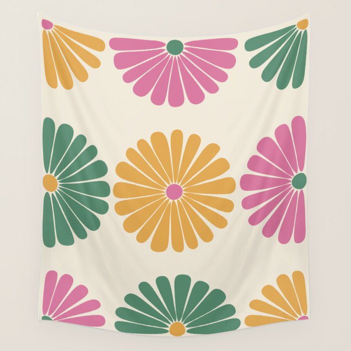 Retro Summer Daisies XI Wall Tapestry Gallery Image 1