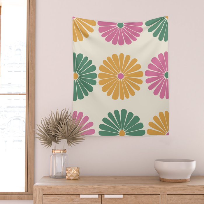 Retro Summer Daisies XI Wall Tapestry Gallery Image 2