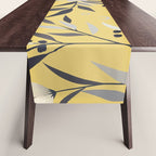 Modern, Floral Prints, Yellow and Gray Table Runner Gallery Image 1