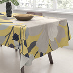 Modern, Floral Prints, Yellow and Gray Tablecloth Gallery Image 3