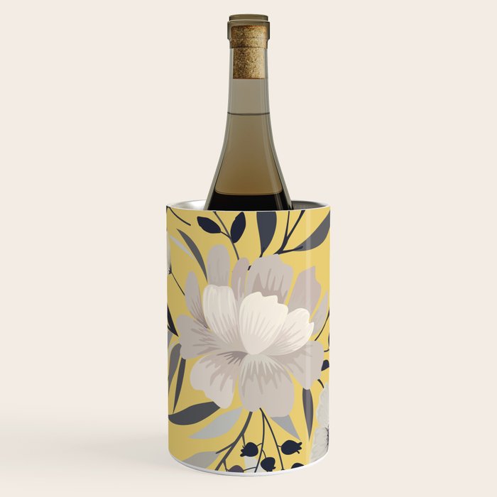Modern, Floral Prints, Yellow and Gray Wine Chiller Gallery Image 3