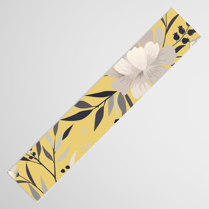 Modern, Floral Prints, Yellow and Gray Table Runner Gallery Image 3