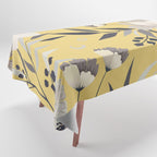 Modern, Floral Prints, Yellow and Gray Tablecloth Gallery Image 1