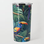 Toucan Jungle, Dark Tropical Botanical Nature Plants, Animals Wildlife Birds Monstera Summer, Forest Bohemian Vintage Travel Mug Gallery Image 1