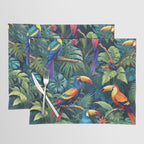 Toucan Jungle, Dark Tropical Botanical Nature Plants, Animals Wildlife Birds Monstera Summer, Forest Bohemian Vintage Placemat Gallery Image 1