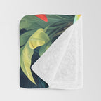 Toucan Jungle, Dark Tropical Botanical Nature Plants, Animals Wildlife Birds Monstera Summer, Forest Bohemian Vintage Throw Blanket Gallery Image 3