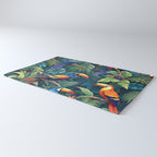 Toucan Jungle, Dark Tropical Botanical Nature Plants, Animals Wildlife Birds Monstera Summer, Forest Bohemian Vintage Rug Gallery Image 3