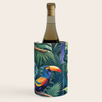 Toucan Jungle, Dark Tropical Botanical Nature Plants, Animals Wildlife Birds Monstera Summer, Forest Bohemian Vintage Wine Chiller Gallery Image 1