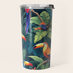 Toucan Jungle, Dark Tropical Botanical Nature Plants, Animals Wildlife Birds Monstera Summer, Forest Bohemian Vintage Travel Mug Gallery Image 2