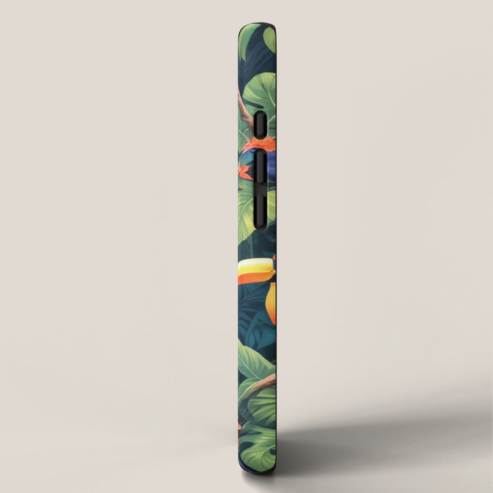 Toucan Jungle, Dark Tropical Botanical Nature Plants, Animals Wildlife Birds Monstera Summer, Forest Bohemian Vintage iPhone Case Gallery Image 2