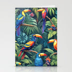 Toucan Jungle, Dark Tropical Botanical Nature Plants, Animals Wildlife Birds Monstera Summer, Forest Bohemian Vintage Stationery Card Gallery Image 2