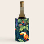 Toucan Jungle, Dark Tropical Botanical Nature Plants, Animals Wildlife Birds Monstera Summer, Forest Bohemian Vintage Wine Chiller Gallery Image 3