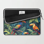 Toucan Jungle, Dark Tropical Botanical Nature Plants, Animals Wildlife Birds Monstera Summer, Forest Bohemian Vintage Laptop Sleeve Gallery Image 2