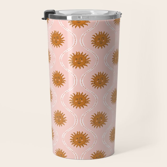 Suns in pink and gold Travel Mug Gallery Image 3