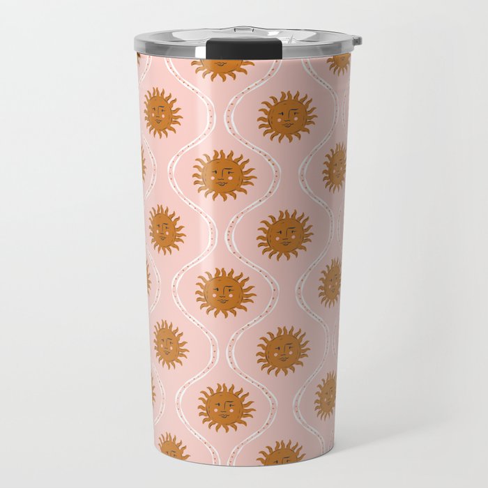 Suns in pink and gold Travel Mug Gallery Image 1