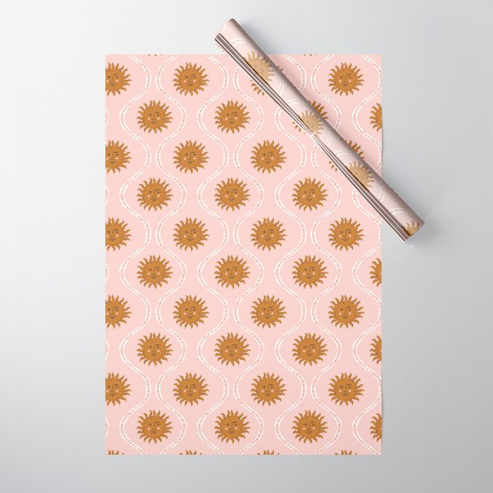 Suns in pink and gold Wrapping Paper Gallery Image 1