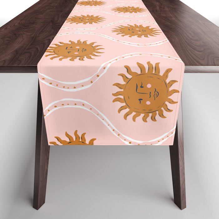 Suns in pink and gold Table Runner Gallery Image 1