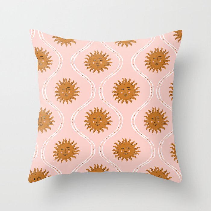 Suns in pink and gold Throw Pillow Gallery Image 1