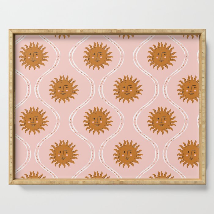 Suns in pink and gold Serving Tray Gallery Image 1