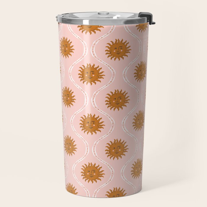 Suns in pink and gold Travel Mug Gallery Image 2