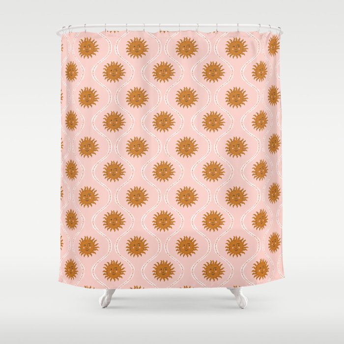 Suns in pink and gold Shower Curtain Gallery Image 1