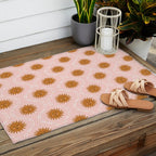 Suns in pink and gold Outdoor Rug Gallery Image 2