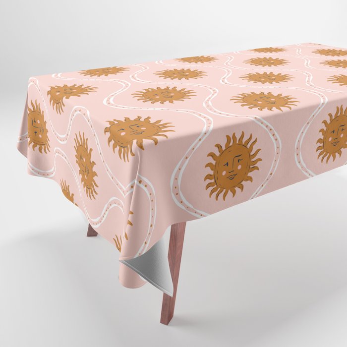 Suns in pink and gold Tablecloth Gallery Image 1