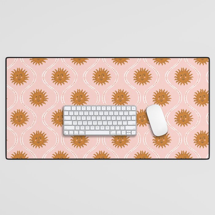 Suns in pink and gold Desk Mat Gallery Image 1