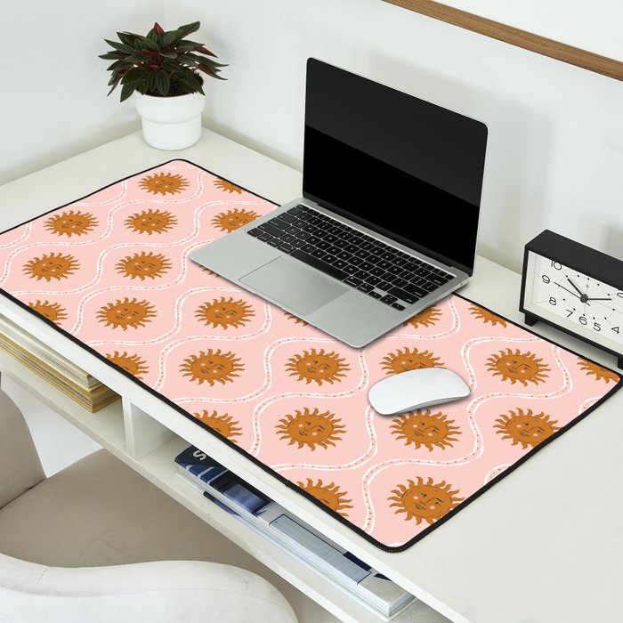 Suns in pink and gold Desk Mat Gallery Image 2