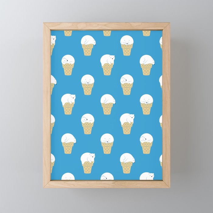 Polar Bear Ice Cream Pattern Mini Art Print Gallery Image 1