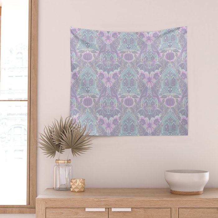 Gothic Halloween Damask - pastel glow Wall Tapestry Gallery Image 2
