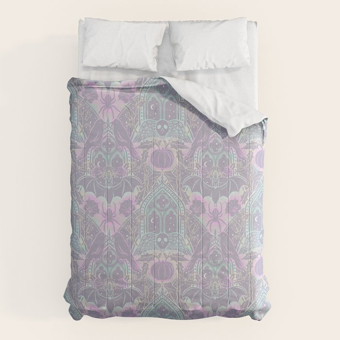 Gothic Halloween Damask - pastel glow Comforter Gallery Image 6