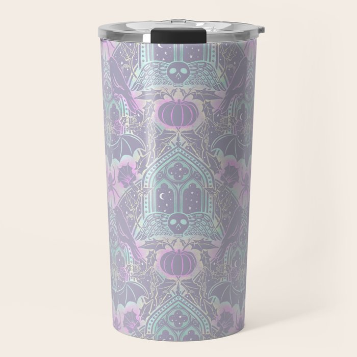 Gothic Halloween Damask - pastel glow Travel Mug Gallery Image 1