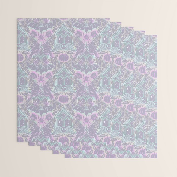 Gothic Halloween Damask - pastel glow Wrapping Paper Gallery Image 3