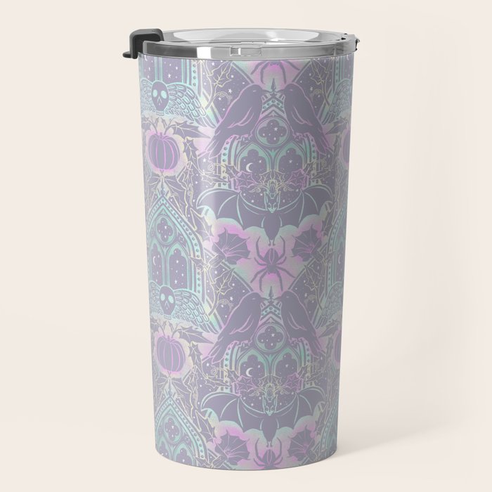Gothic Halloween Damask - pastel glow Travel Mug Gallery Image 3