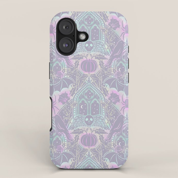 Gothic Halloween Damask - pastel glow iPhone Case Gallery Image 1