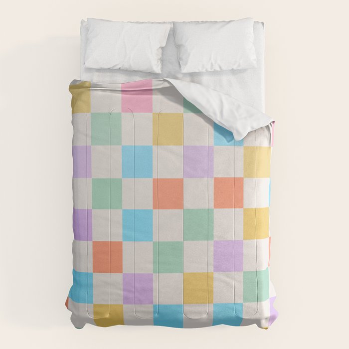 Pastel Checkered Pattern Comforter Gallery Image 1