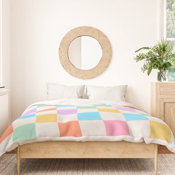 Pastel Checkered Pattern Duvet Cover Gallery Image 3