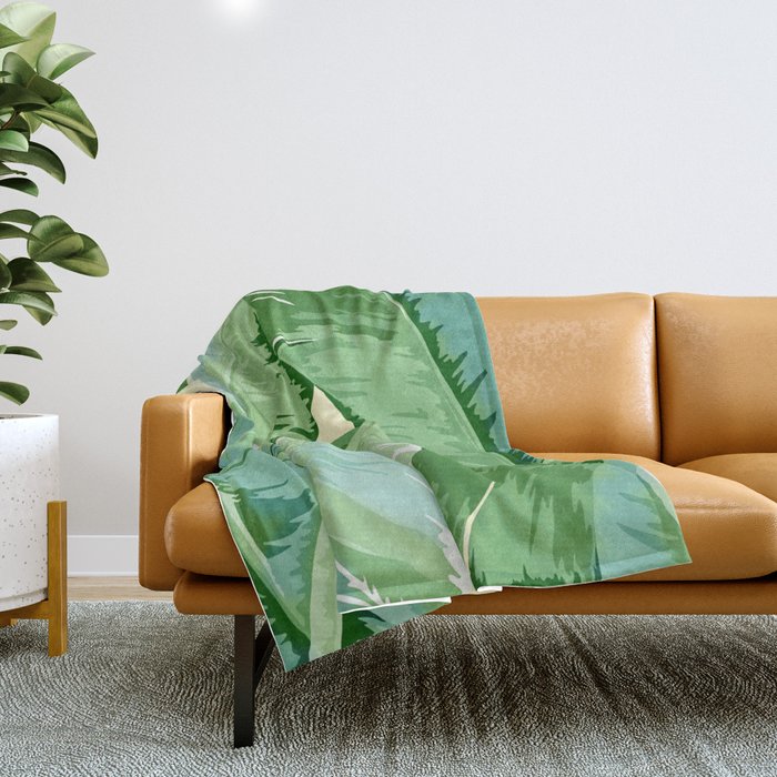 Banana leaf grandeur Throw Blanket Gallery Image 1