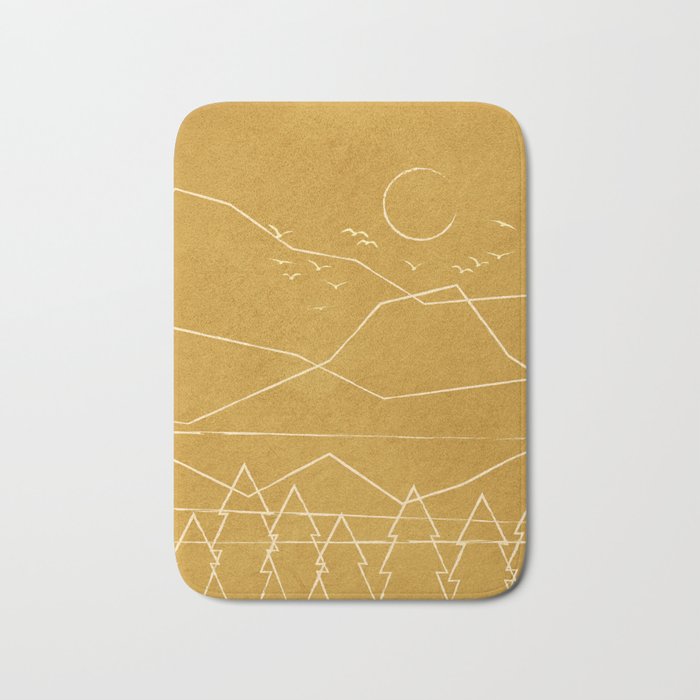 Minimalist Landscape Line Art II Bath Mat Gallery Image 1