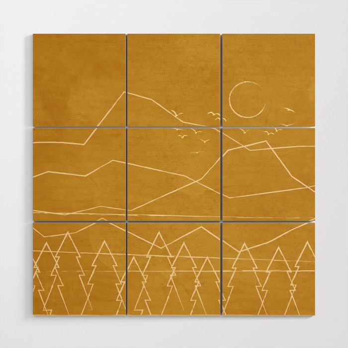 Minimalist Landscape Line Art II Wood Wall Art Gallery Image 1