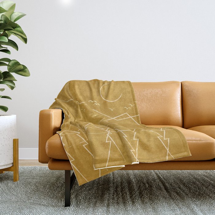 Minimalist Landscape Line Art II Throw Blanket Gallery Image 1