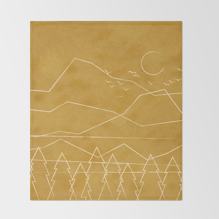 Minimalist Landscape Line Art II Throw Blanket Gallery Image 2