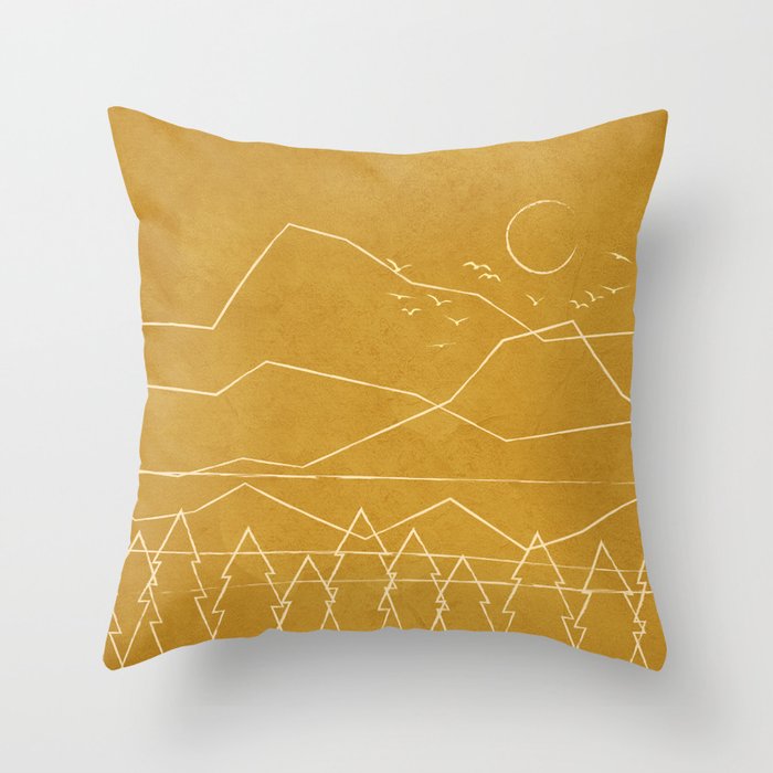 Minimalist Landscape Line Art II Throw Pillow Gallery Image 6