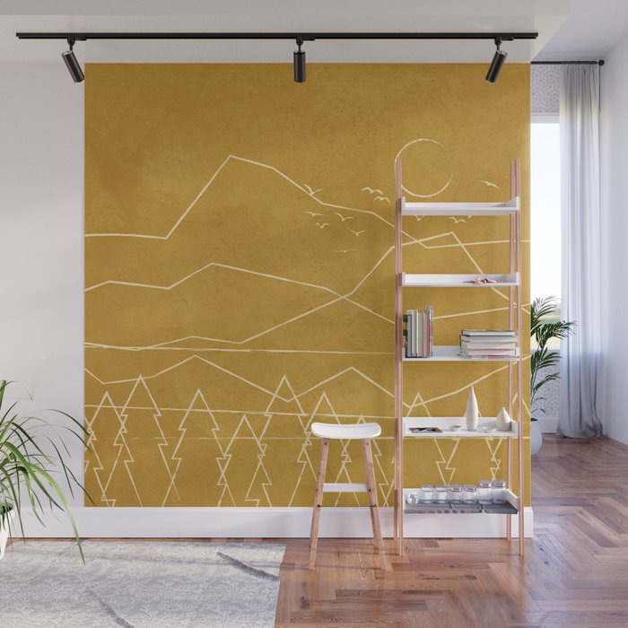 Minimalist Landscape Line Art II Wall Mural Gallery Image 1