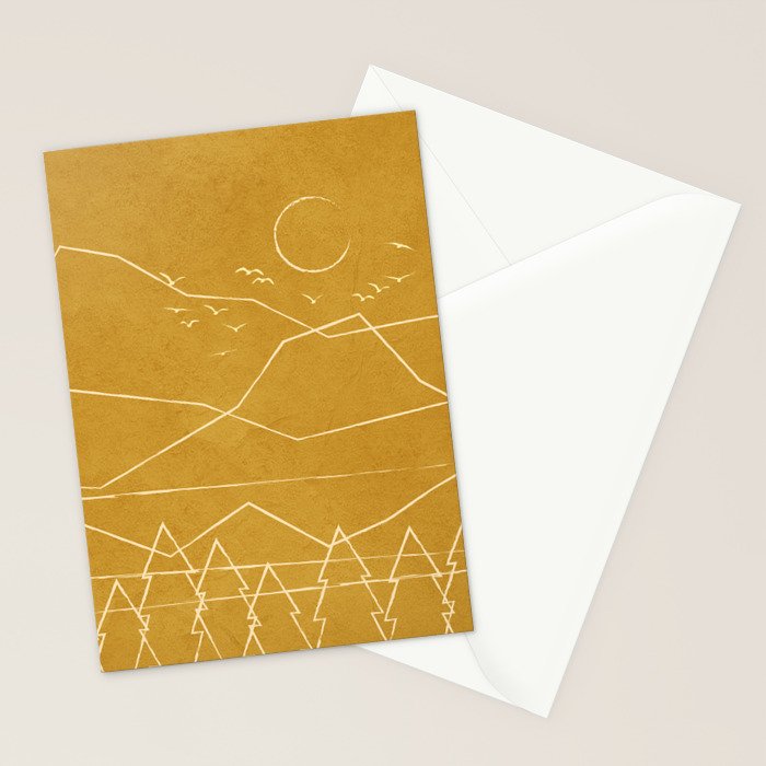 Minimalist Landscape Line Art II Stationery Card Gallery Image 2