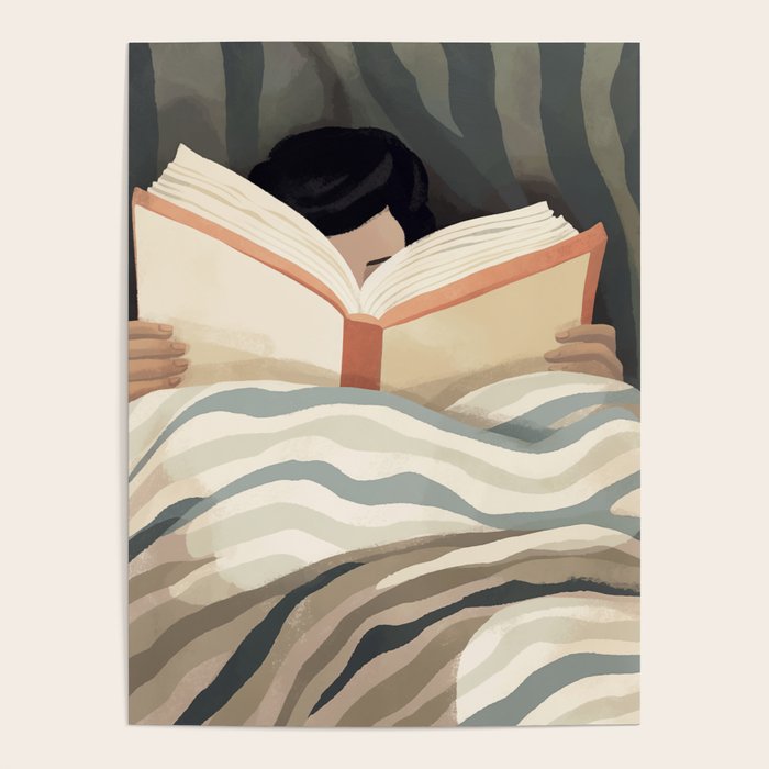 Reading girl in bed Poster Gallery Image 4
