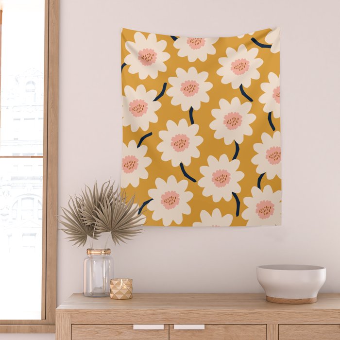 Flower field - yellow Wall Tapestry Gallery Image 2