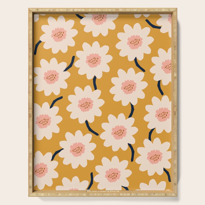 Flower field - yellow Serving Tray Gallery Image 1